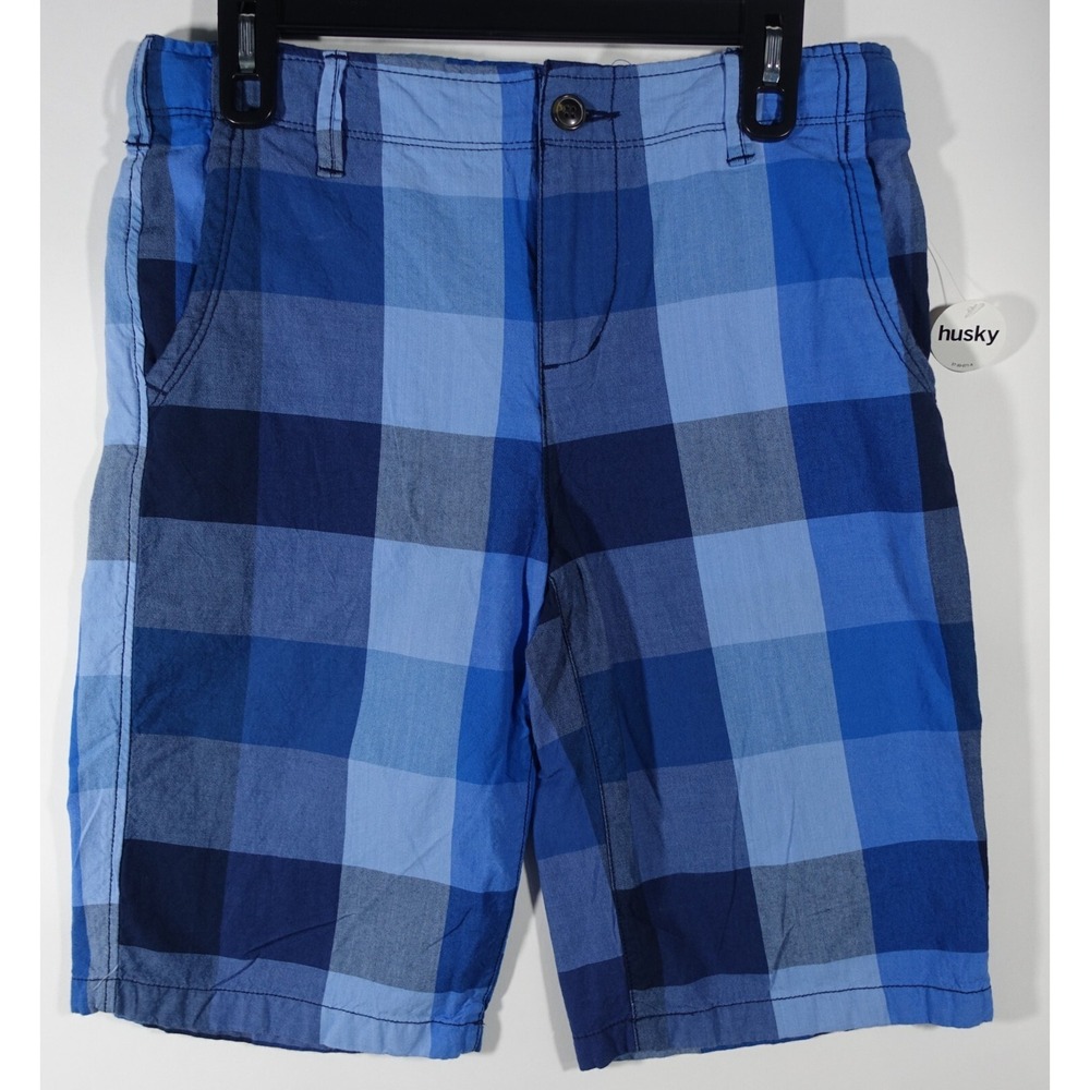 Arizona Chino Shorts Boys 12 Husky Adjustable Waistband Pockets Blue Cotton